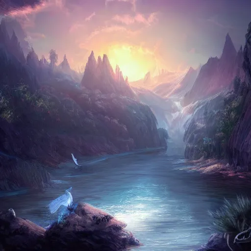 Image similar to celestia, eden, river, fantasy artwork, award winning, very very very very very very very beautiful scenery, artstation