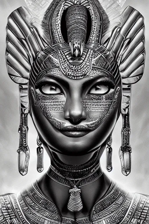 Prompt: a highly detailed beautiful portrait of a egyptian cat god with facial expression / emotion : fear in the style of artgerm.