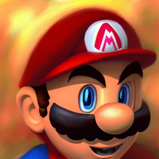 Prompt: Super Mario, closeup character art by Donato Giancola, Craig Mullins, digital art, trending on artstation