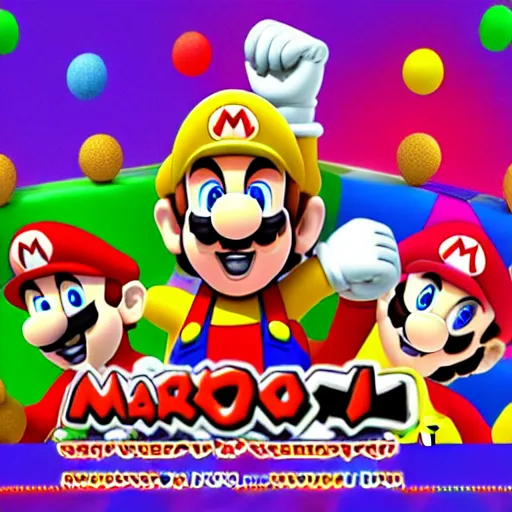 Prompt: mario party 4 ukiki digital art red background
