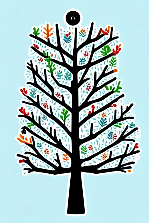 Image similar to doodle scandi winter tree, sticker - art, svg vector, adobe - illustrator