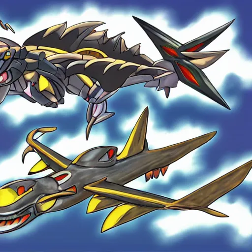 Image similar to steel type aeroplane dragon pokemon, ken sugimori art