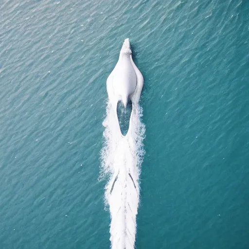 Image similar to white whale in the middle of the ocean, alone, aerial view, canon eos r 3, f / 1. 4, iso 2 0 0, 1 / 1 6 0 s, 8 k, raw, unedited, symmetrical balance, in - frame