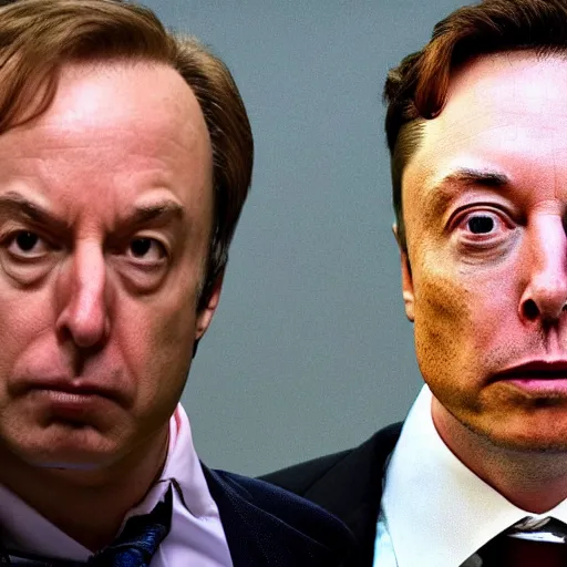 Prompt: Saul Goodman in court with Elon Musk