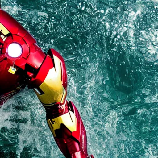 Image similar to still of iron man buried in the sea