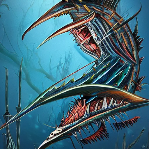 Image similar to zombified tribal sailfish, trending on artstation, ultra fine detailed, hyper detailed, hd, concept art, digital painting