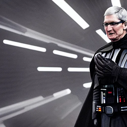 Image similar to a photo of tim cook as darth vader, ultra detailed, realistic, hyper realistic, cinematic