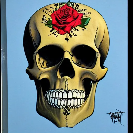 Image similar to portrait painting Disney skull skeleton, comic book, highly detailed, art by Singer Sargent and damien hirst
