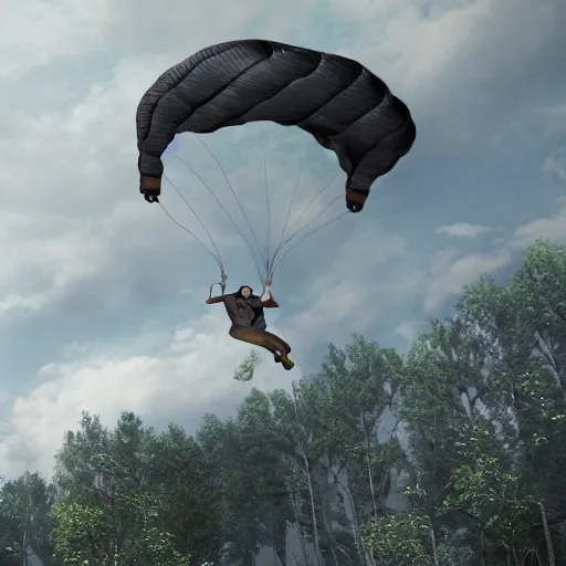 Prompt: Falling from the sky with no parachute, photorealistic