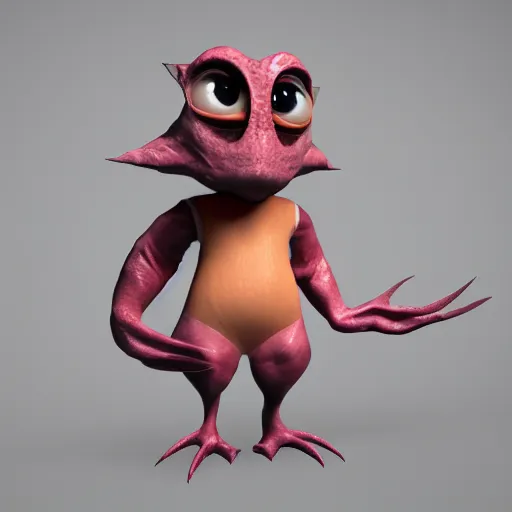 Image similar to poorly badly rendered 3 d gremlin character