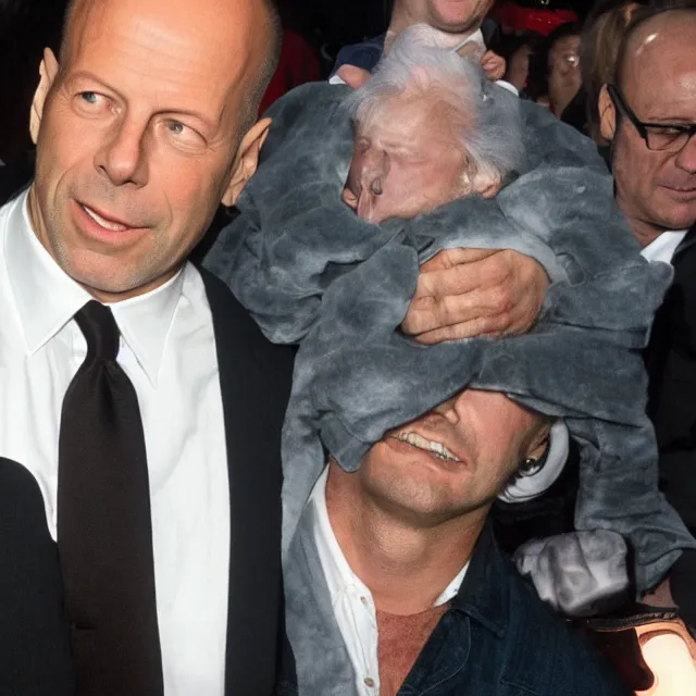 Image similar to bruce willis in a nut costume