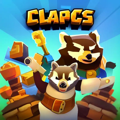 Prompt: 🦝, clash royal style characters