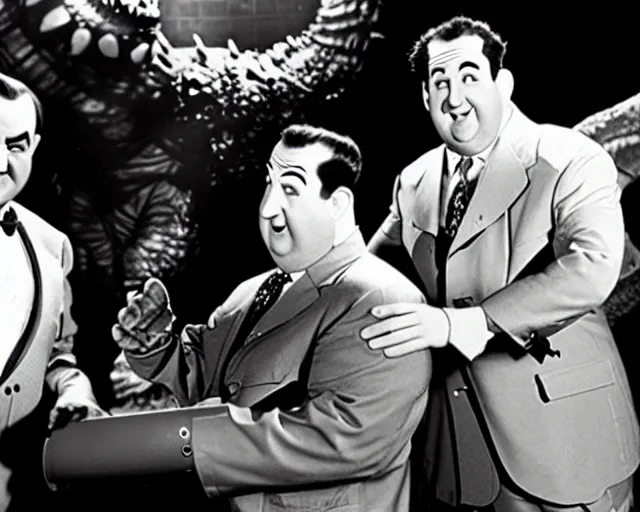 Image similar to Abbott and Costello meet Godzilla