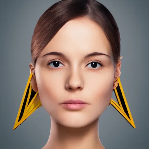 Image similar to triangle shaped face, cute small chin, smaller head, hair below ears