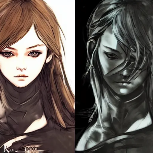 Image similar to kristina pimenova drawn in the style of yoji shinkawa, concept art, extremely detailed
