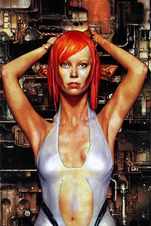 Image similar to Leeloo from the movie The Fifth Element painted by Norman Rockwell