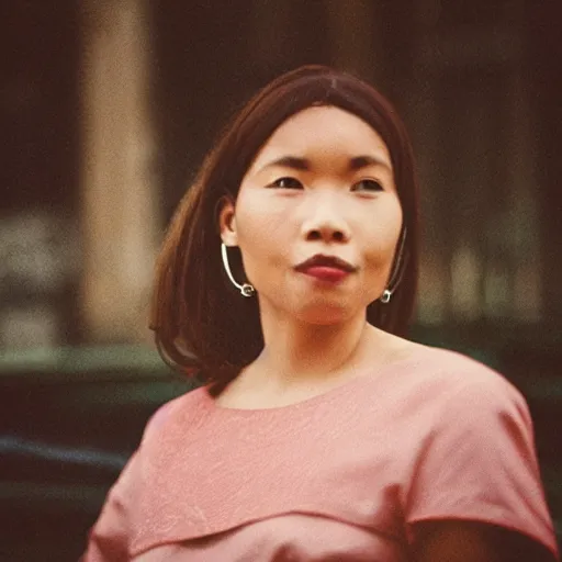 Image similar to medium format film candid portrait of a woman in new york by street photographer, 1 9 6 0 s, depth of field woman portrait featured on unsplash, photographed on colour expired film