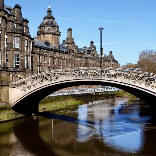 Image similar to a photograph of a beautiful bridge in glasgow, scotland