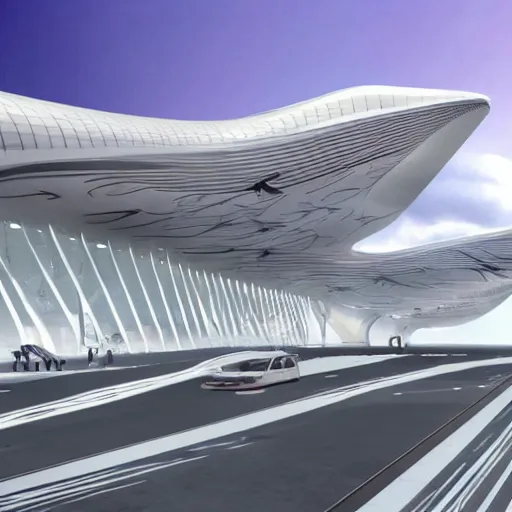 Image similar to LaGuardia if it were designed by Zaha Hadid