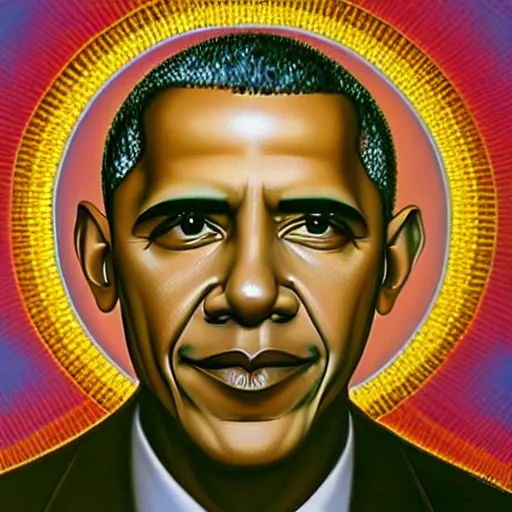 Prompt: barack obama by alex grey