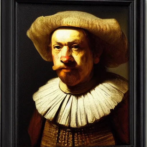 Prompt: a portrait of a character by Rembrandt van Rijn