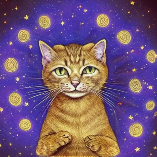 Prompt: a calm mind of astral cat