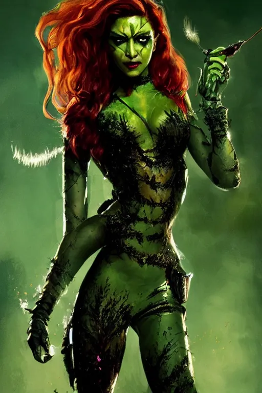 Image similar to Portrait of Deepika Padukone as Poison Ivy, in Batman movie still cinematic, artstation, Greg rutkowski, UHD 8K