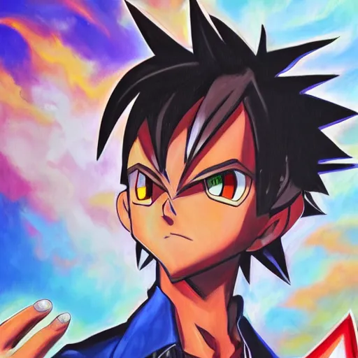 Image similar to Trending on artstation, Nick Walton from Yu-Gi-Oh, in the style of Kazuki Takahashi, oil on canvas