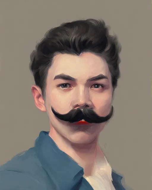 Prompt: a portrait of a male vintage thief with mustache by Yanjun Cheng