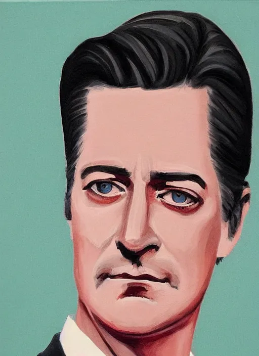Prompt: portrait of kyle maclachlan as dale cooper by r. kikuo johnson