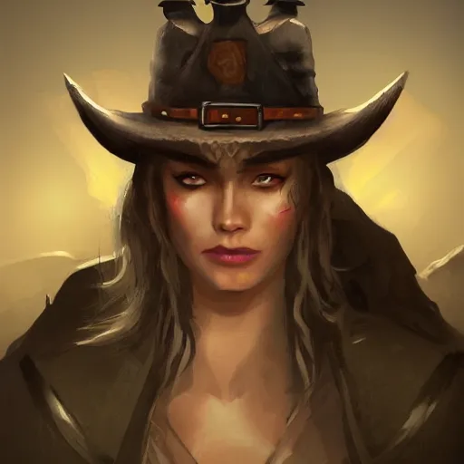 Prompt: rogue, dungeon and dragons, wild west, character concept, trending on artstation, portrait