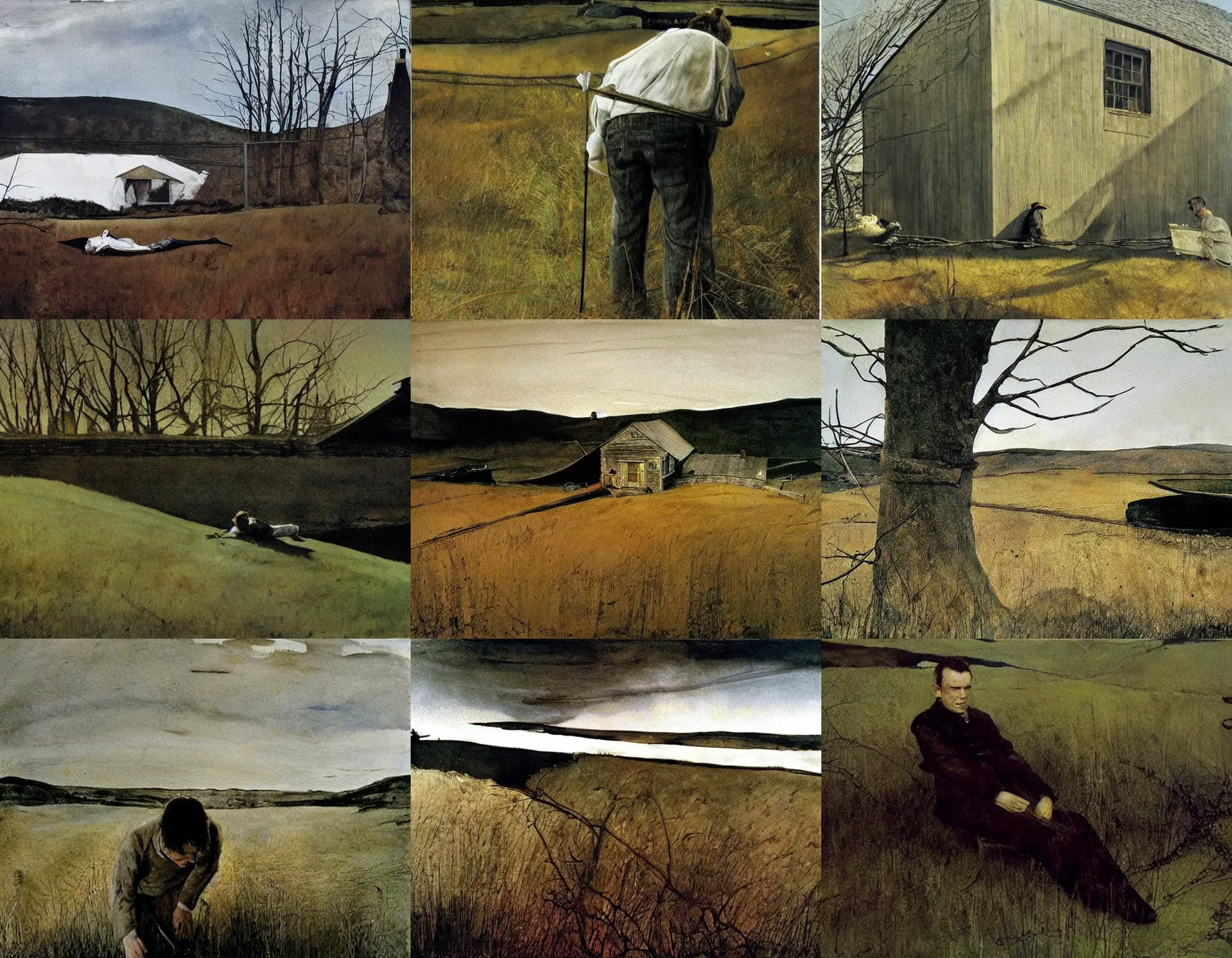 Prompt: painting by andrew wyeth