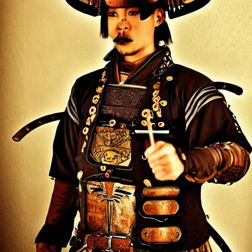 Prompt: a steampunk samurai