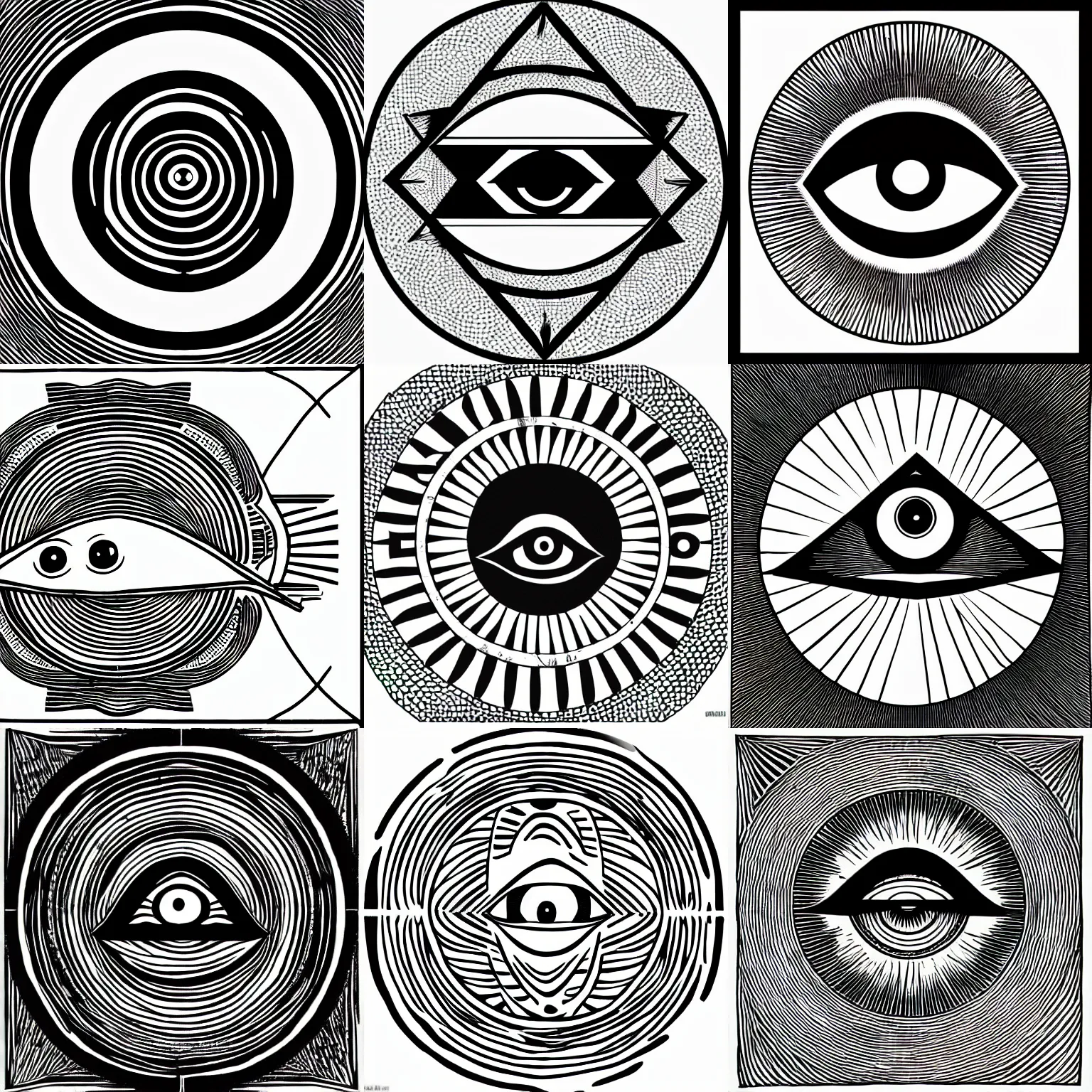 Prompt: the All-Seeing Eye of the New World Order, line art, low detail, simplistic