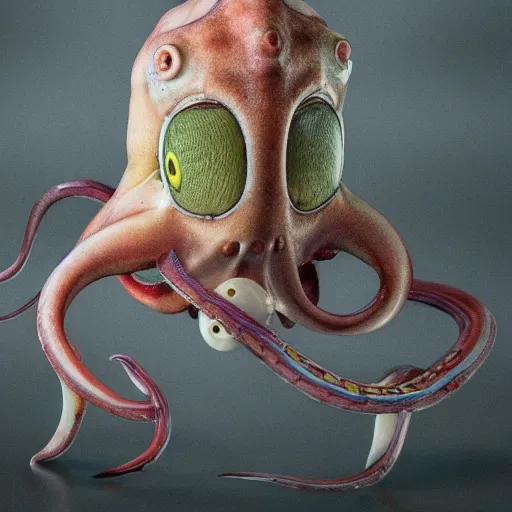 Image similar to hyperrealistic dslr film still of early cuyler squidbillies anthropomorphic squid, stunning 8 k octane comprehensive 3 d render, inspired by istvan sandorfi & greg rutkowski & unreal engine, perfect symmetry, dim volumetric cinematic lighting, extremely hyper - detailed, extremely lifelike attributes & lifelike texture, intricate, masterpiece, artstation, stunning