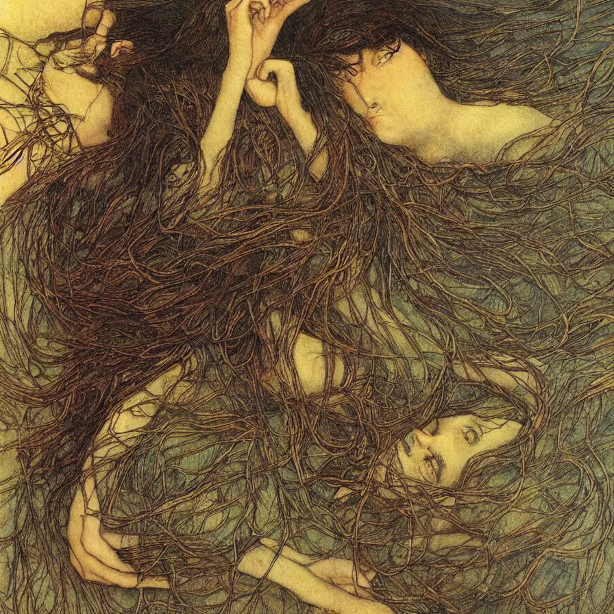Prompt: artwork about loneliness when time drags on, by carlos schwabe. atmospheric ambiance.