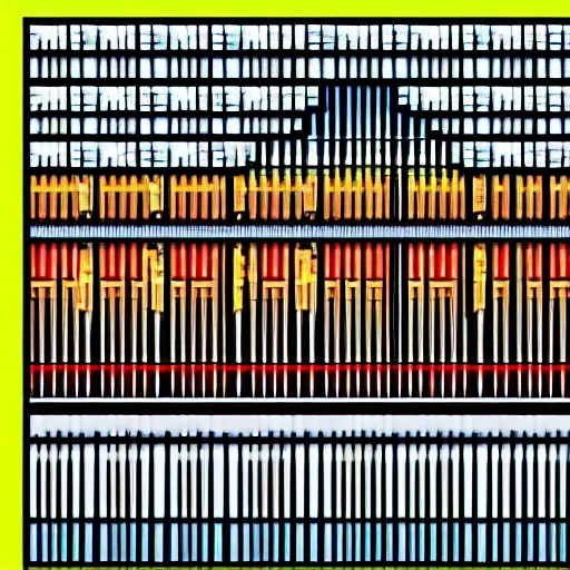 Image similar to ansi art pipe organ, ms - dos screen with scanlines