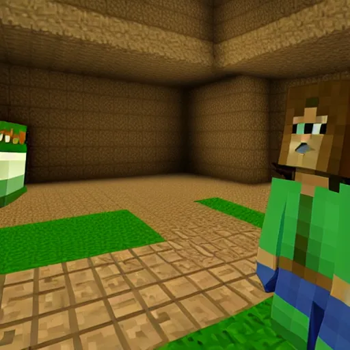 Image similar to vhs footage of minecraft, photorealistic, creepy