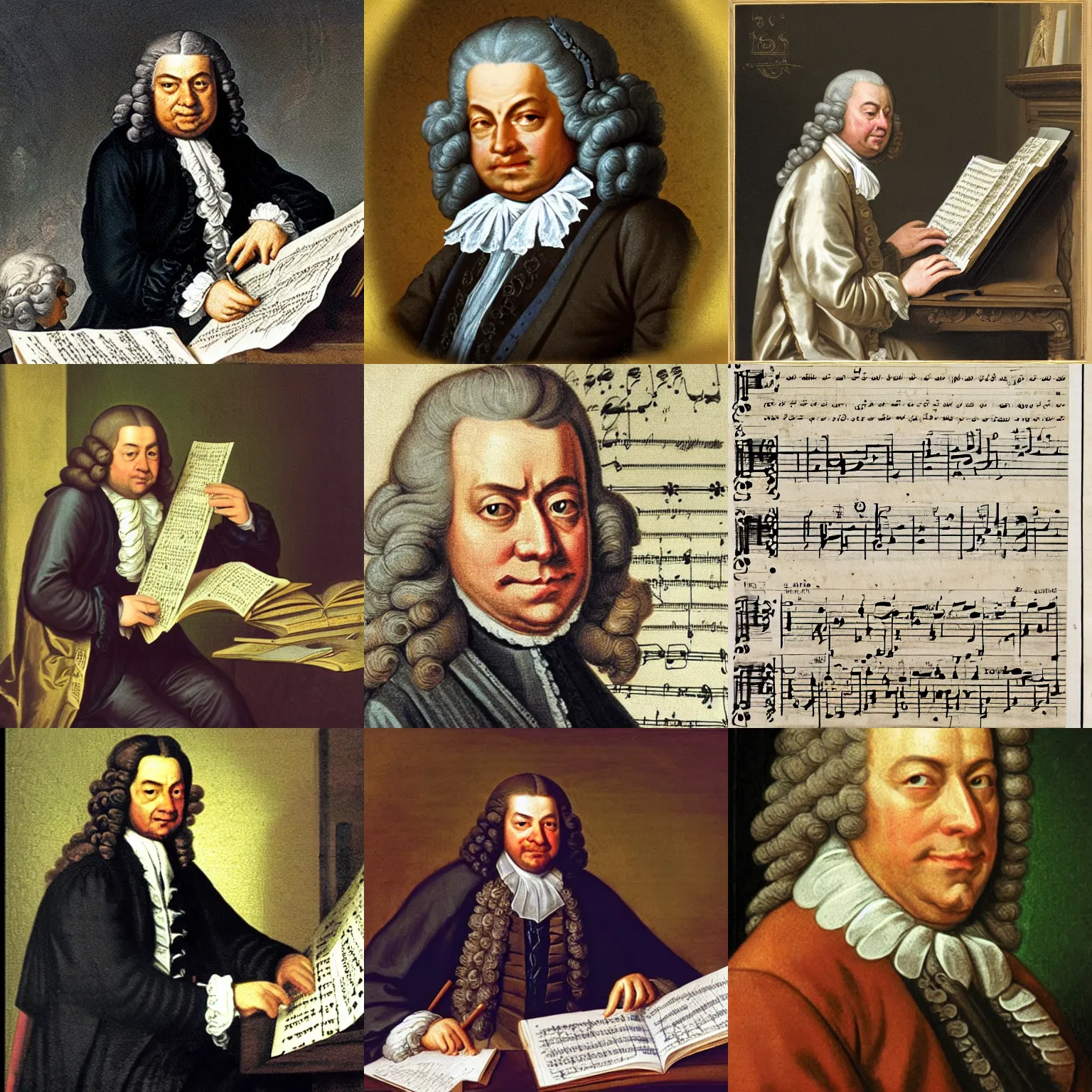 Prompt: bach composing the 5 th