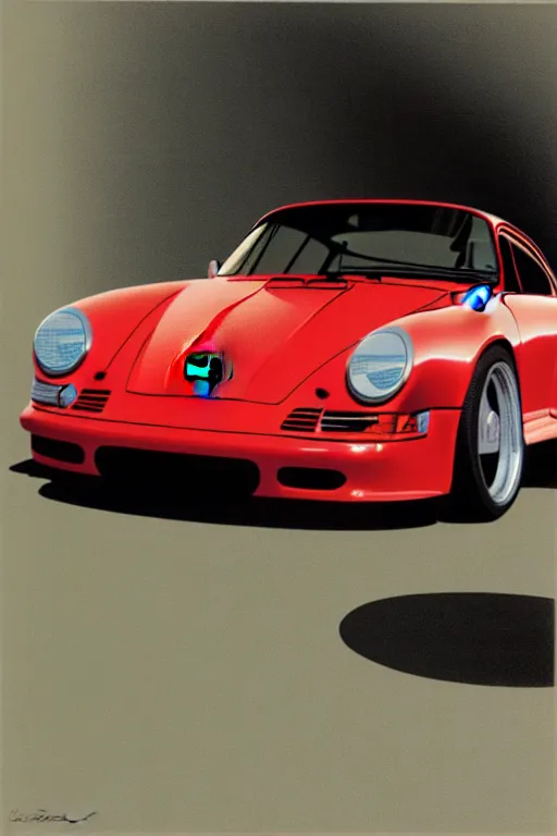 Image similar to porsche 9 5 9 sitting by the side of the road by syd mead