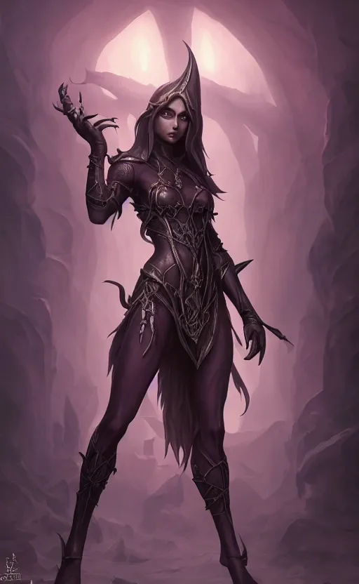 Image similar to full body shot of dark elf witch, highly detailed, d & d, fantasy, highly detailed, digital painting, trending on artstation, concept art, sharp focus, illustration, global illumination, ray tracing, realistic shaded, art by artgerm and greg rutkowski and fuji choko and viktoria gavrilenko and hoang lap,