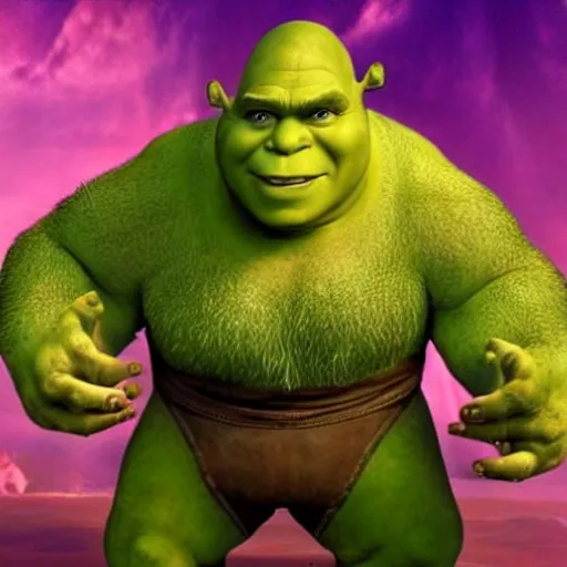 Prompt: a hybrid between Shrek and Thanos