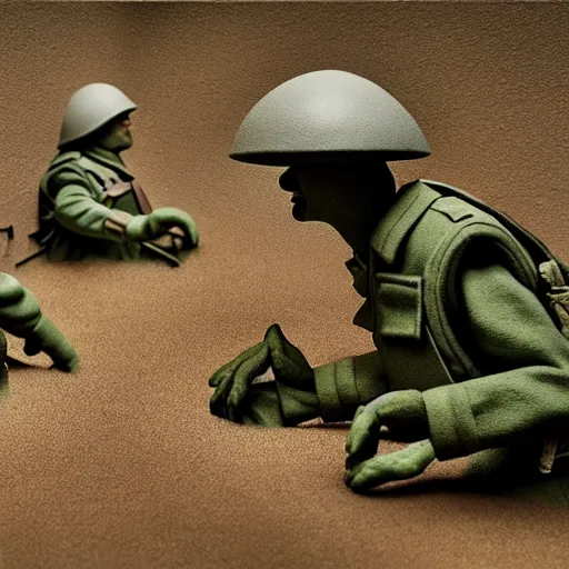 Image similar to war in the trenches claymation by jan svankmejer, hyperrealistic, aesthetic, masterpiece