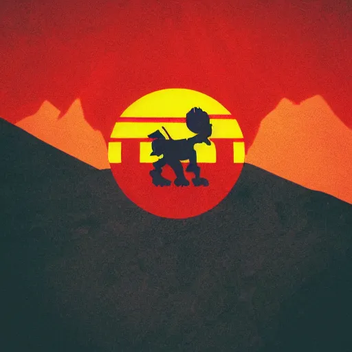 Prompt: a plastic lego toy standing with Soviet flag on a mountain against the sunset, by Alena Aenami