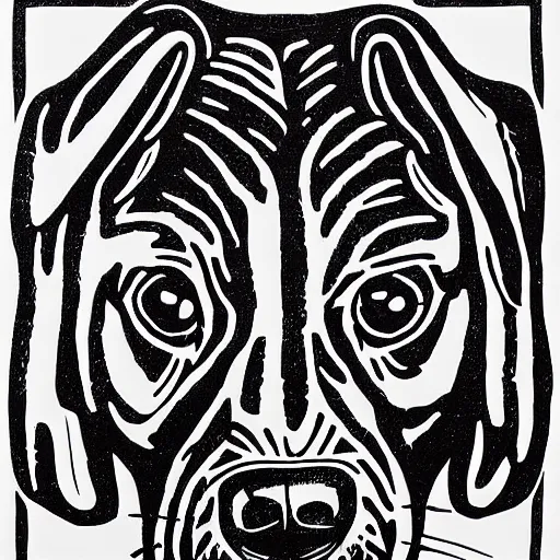 Image similar to dog linocut print by Samuel Jessurun de Mesquita