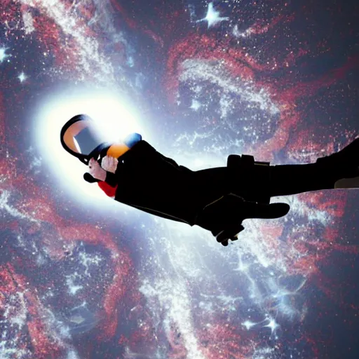 Image similar to astronaut falling into a black hole