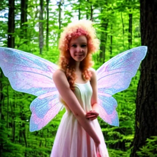 Prompt: photo of a real-life stunningly beautiful cottagecore fairy