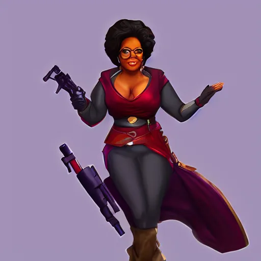 Image similar to oprah winfrey overwatch hero concept character, trending on artstation