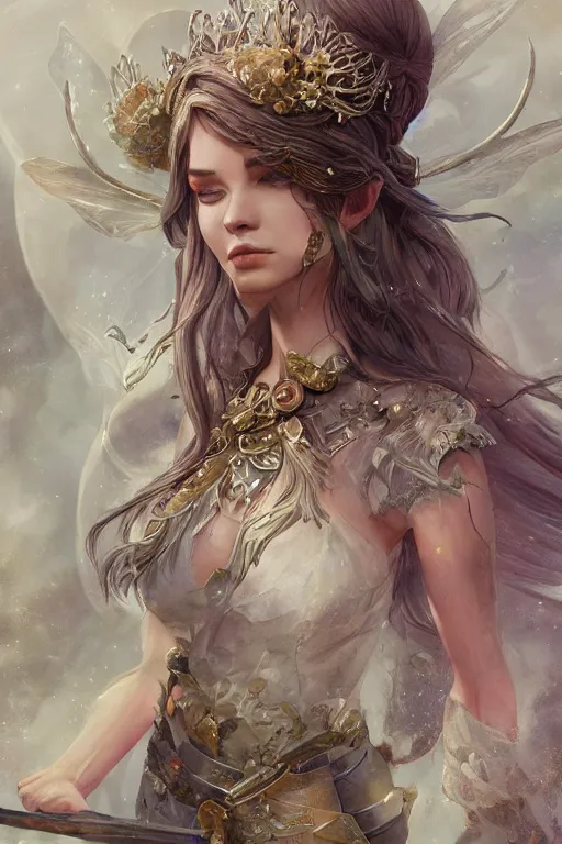 Image similar to fairy princess, highly detailed, d & d, fantasy, highly detailed, digital painting, trending on artstation, concept art, sharp focus, illustration, art by artgerm and greg rutkowski and fuji choko and viktoria gavrilenko and hoang lap