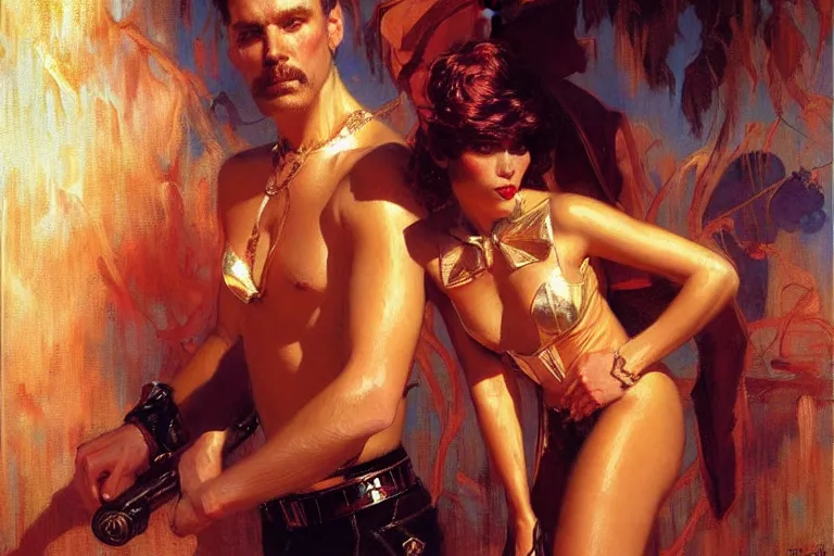 Image similar to synthwave, painting by gaston bussiere, craig mullins, j. c. leyendecker, tom of finland